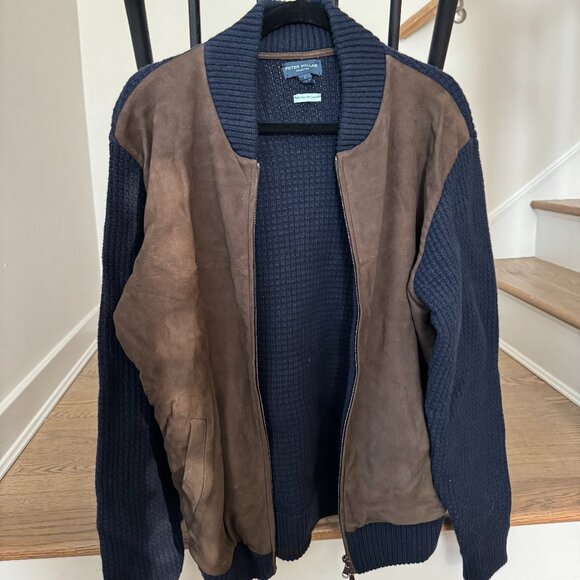 Men's Peter Millar Navy & Brown Cashmere Jacket - Picture 1 of 3